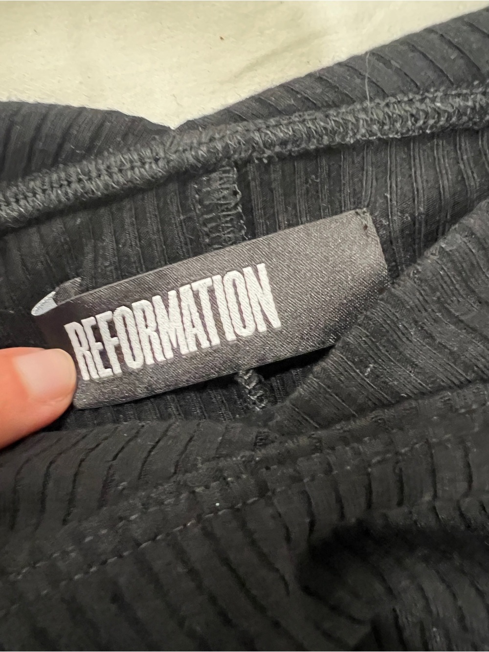 Reformation Black One-Shoulder Ribbed Top - Picture 4 of 5